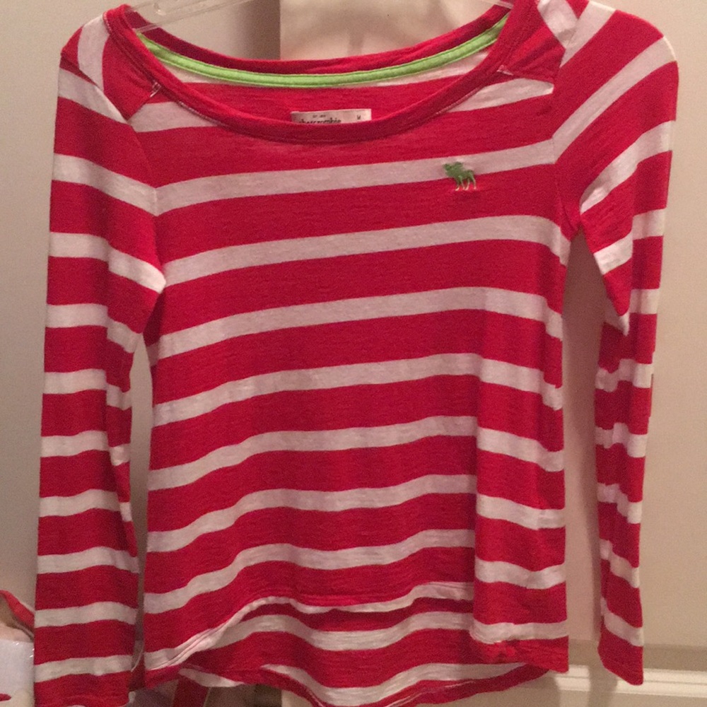 Abercrombie Kids white and red striped tee